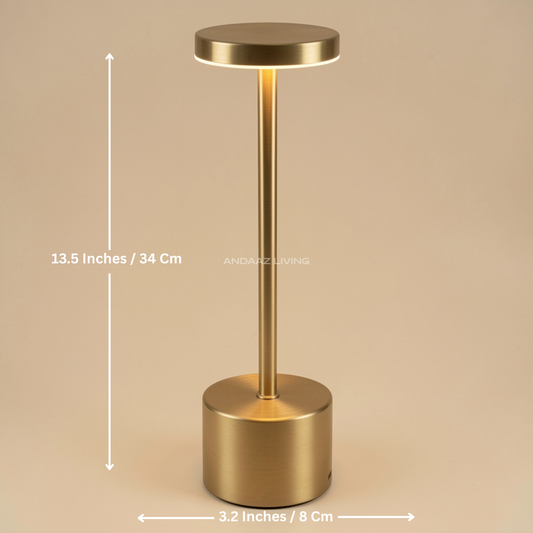 Modern Gold Touch Sensor LED Table Lamp – USB Rechargeable, 3 Light Modes, Dimmable, Cordless Night Lamp for Bedroom, Living Room & Restaurants