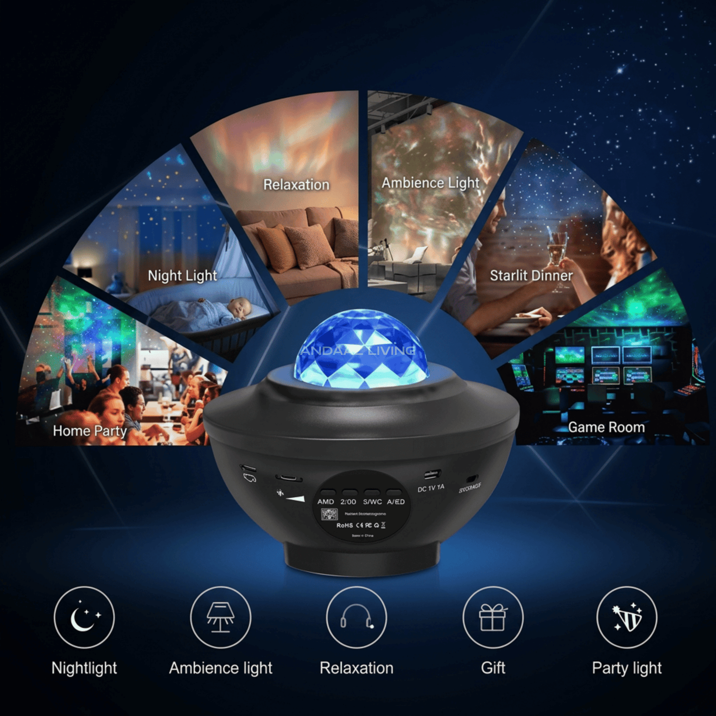 Galaxy Star Projector with Bluetooth Speaker & Remote – Nebula Night Light, Music Sync LED Projector for Bedroom & Kids