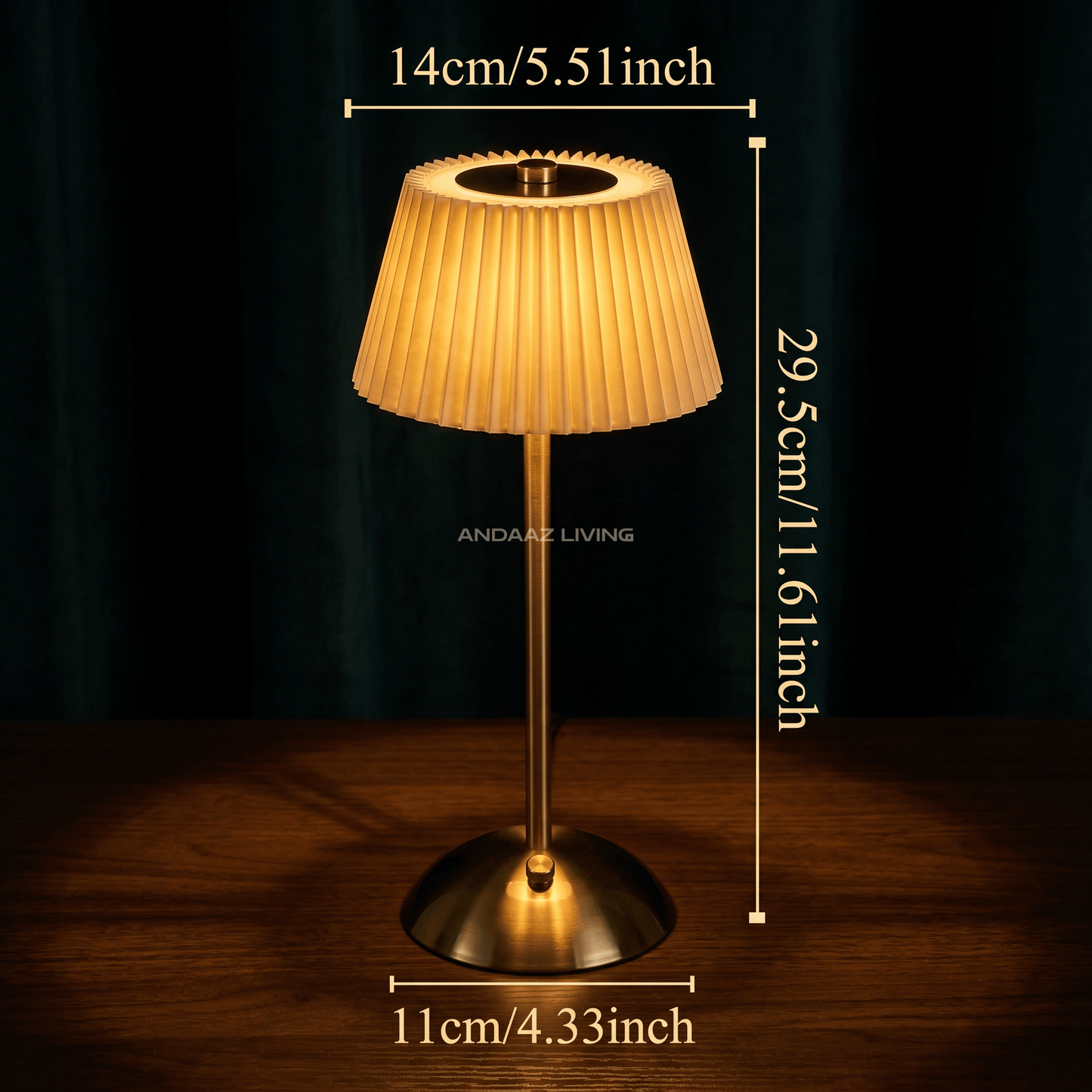 Modern Nordic Table Lamp – Gold Metal Base with Pleated Fabric Shade (Warm Ambient Lighting)