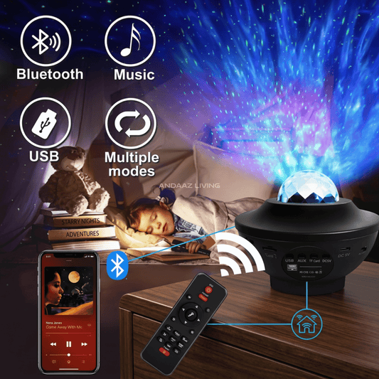 Galaxy Star Projector with Bluetooth Speaker & Remote – Nebula Night Light, Music Sync LED Projector for Bedroom & Kids