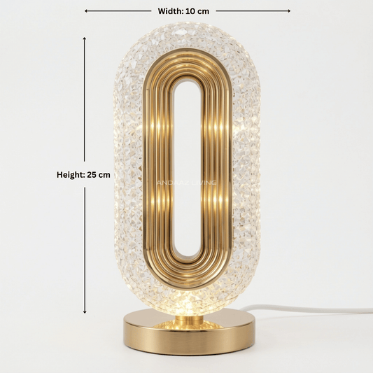 Luxury Oval Crystal LED Table Lamp with Touch Sensor – Rechargeable Modern Night Light (3 Color Modes, Dimmable Bedside Lamp)
