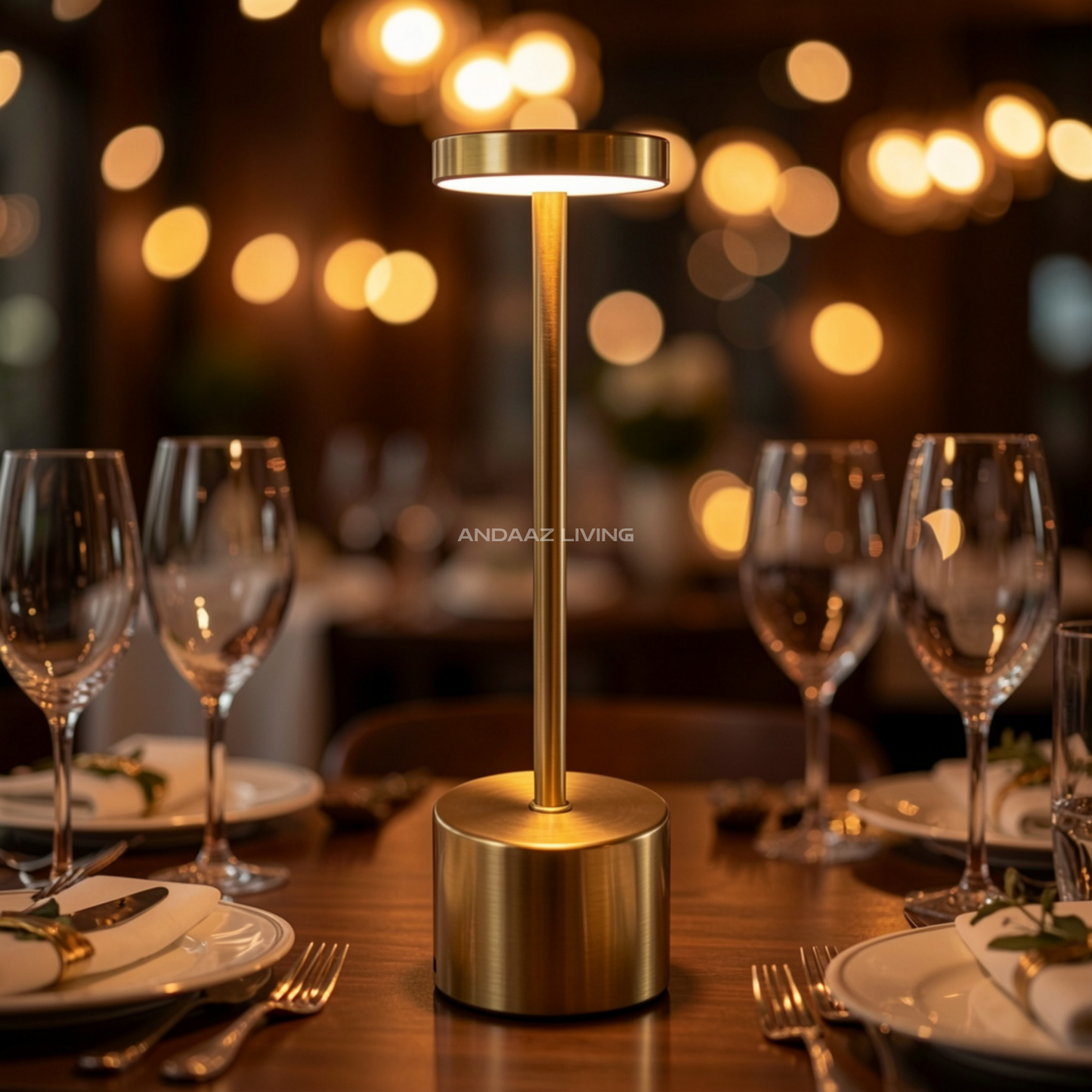 Modern Gold Touch Sensor LED Table Lamp – USB Rechargeable, 3 Light Modes, Dimmable, Cordless Night Lamp for Bedroom, Living Room & Restaurants