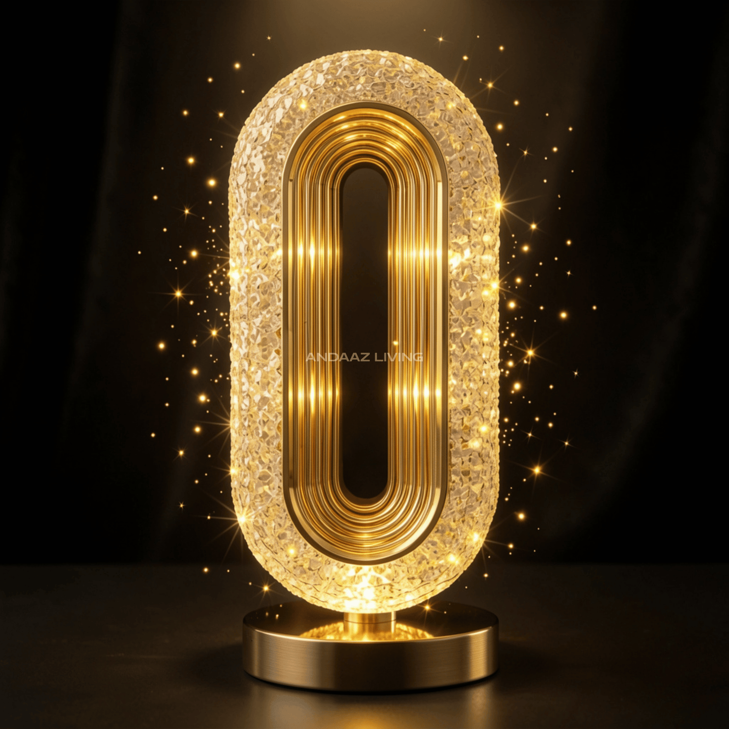 Luxury Oval Crystal LED Table Lamp with Touch Sensor – Rechargeable Modern Night Light (3 Color Modes, Dimmable Bedside Lamp)