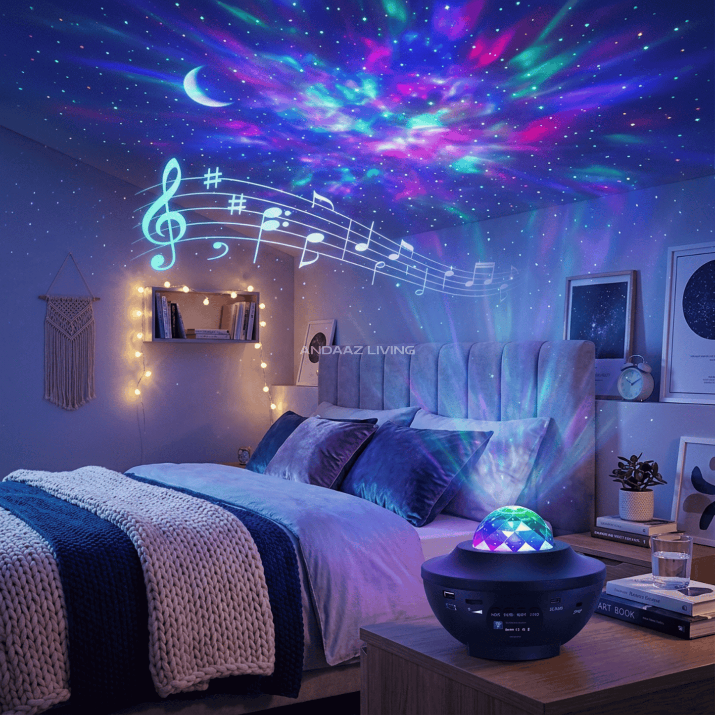 Galaxy Star Projector with Bluetooth Speaker & Remote – Nebula Night Light, Music Sync LED Projector for Bedroom & Kids