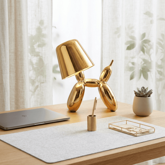 Gold Balloon Dog Table Lamp – Touch Control LED Night Light, 3 Color Dimmable Cordless Rechargeable Desk Lamp for Bedroom, Kids Room & Home Décor