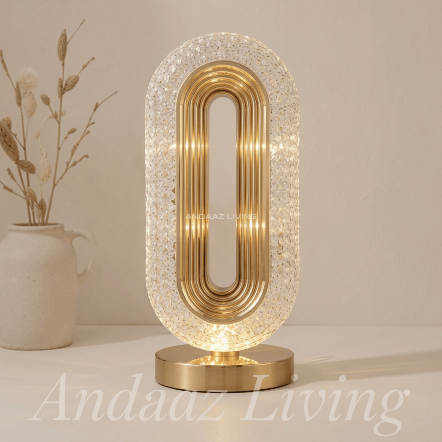 Luxury Oval Crystal LED Table Lamp with Touch Sensor – Rechargeable Modern Night Light (3 Color Modes, Dimmable Bedside Lamp)