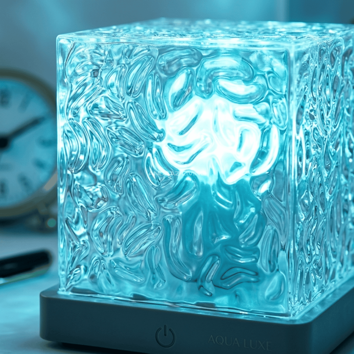 16-Color LED Crystal Cube Lamp with Remote – Water Ripple Ambient Light, RGB Touch Table Lamp with Wooden Base (USB Powered)