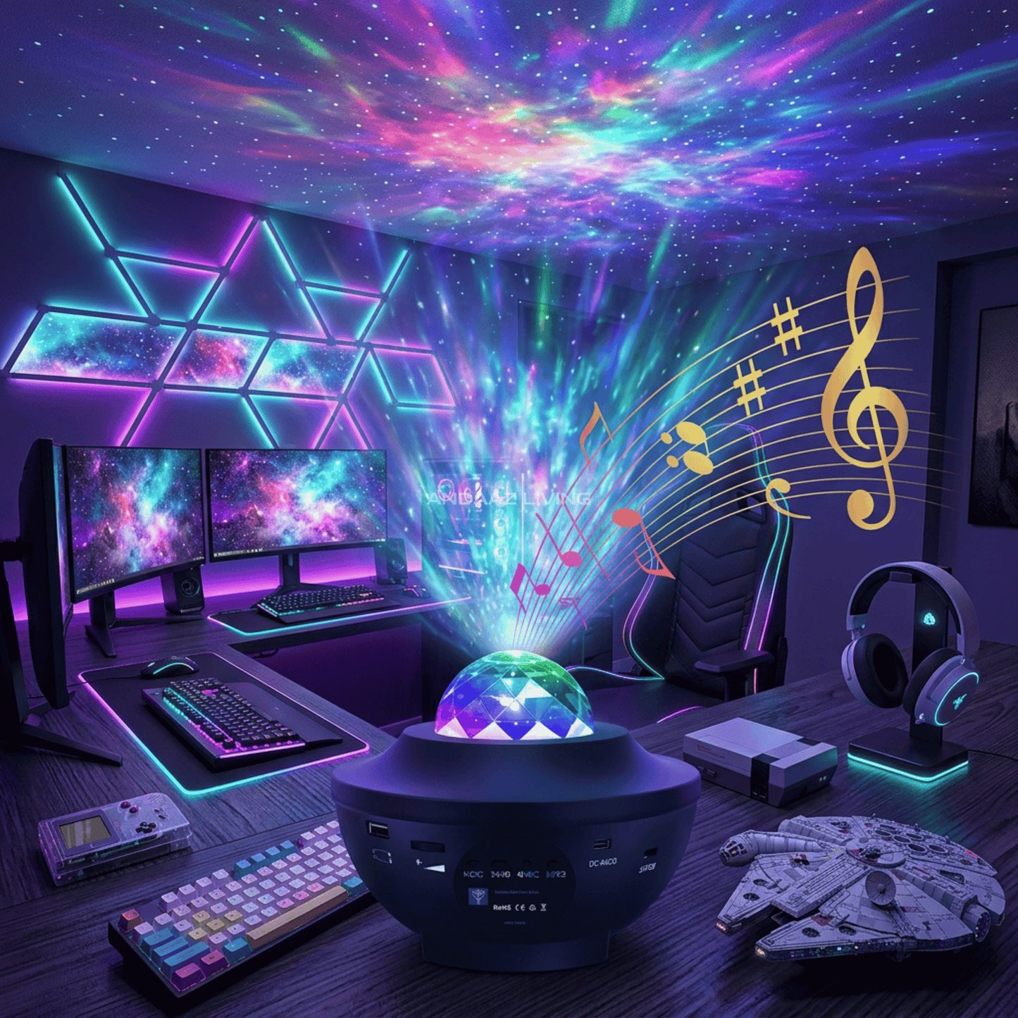 Galaxy Star Projector with Bluetooth Speaker & Remote – Nebula Night Light, Music Sync LED Projector for Bedroom & Kids